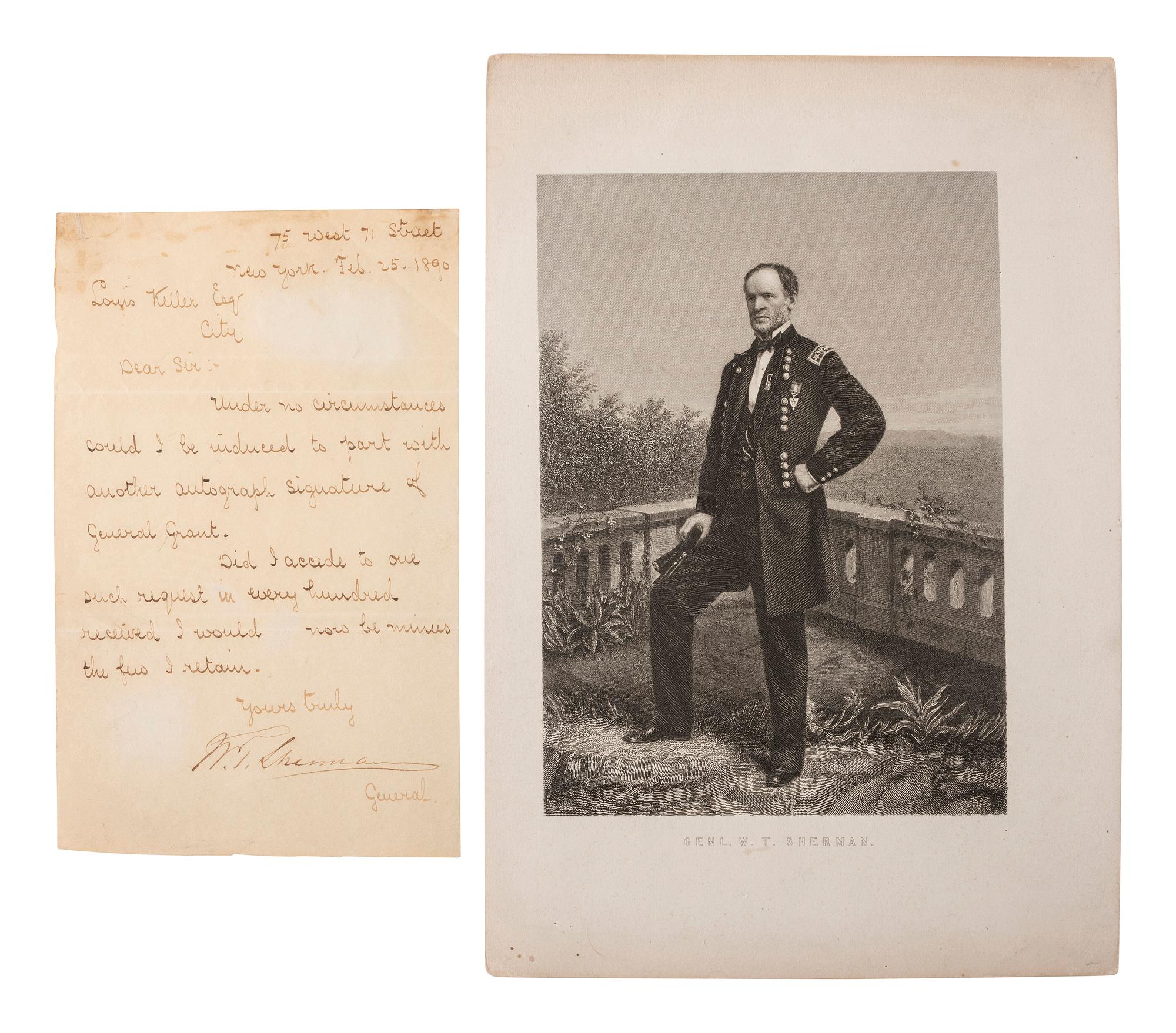 [CIVIL WAR]. Autographs from Civil War soldiers incl. Generals SHERMAN, MCCLELLAN, and BUTLER.