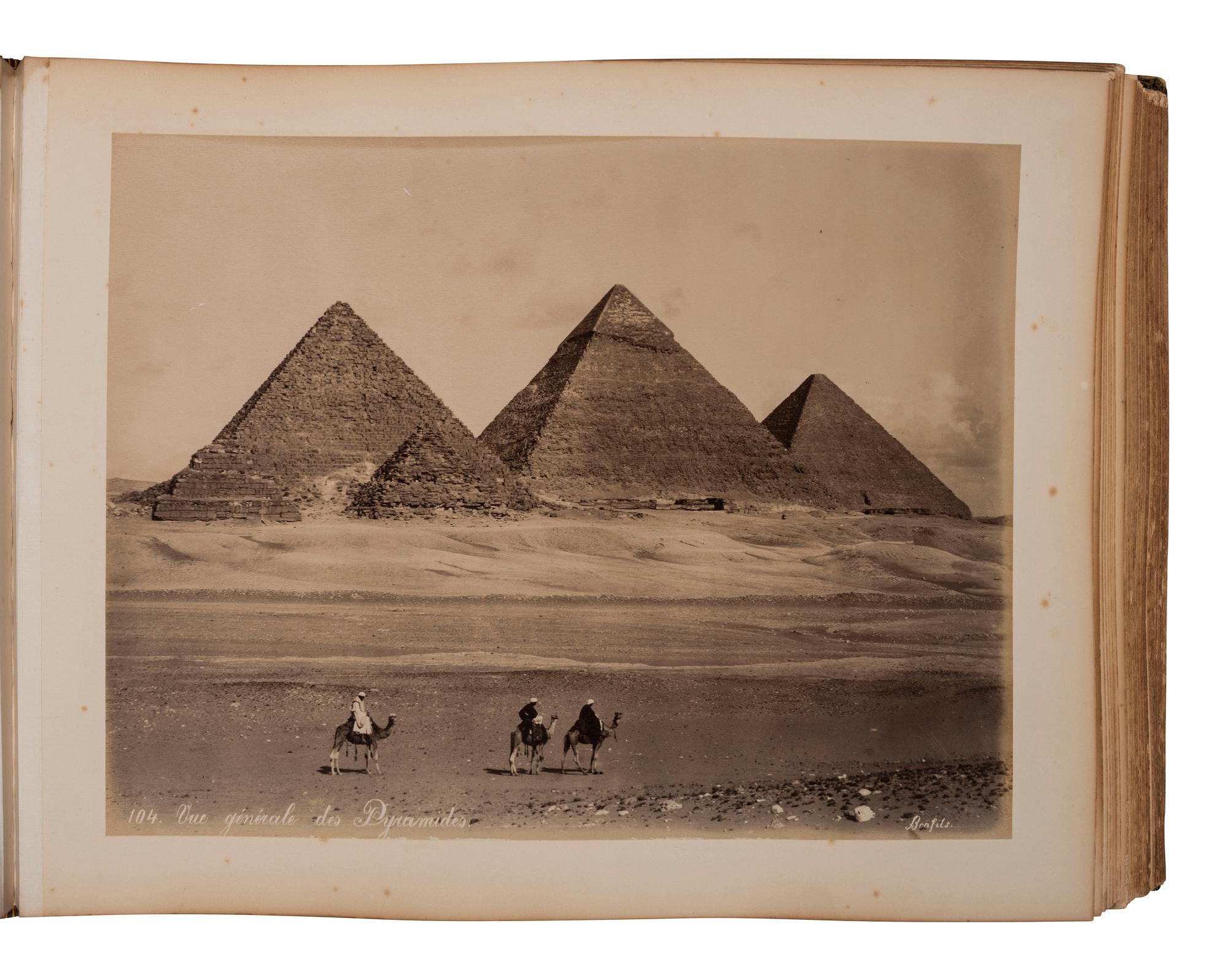 [EARLY PHOTOGRAPHY]. Album containing 96 photographs of Egypt, incl. examples by SEBAH, BONFILS, and BEATO. Ca 1895.