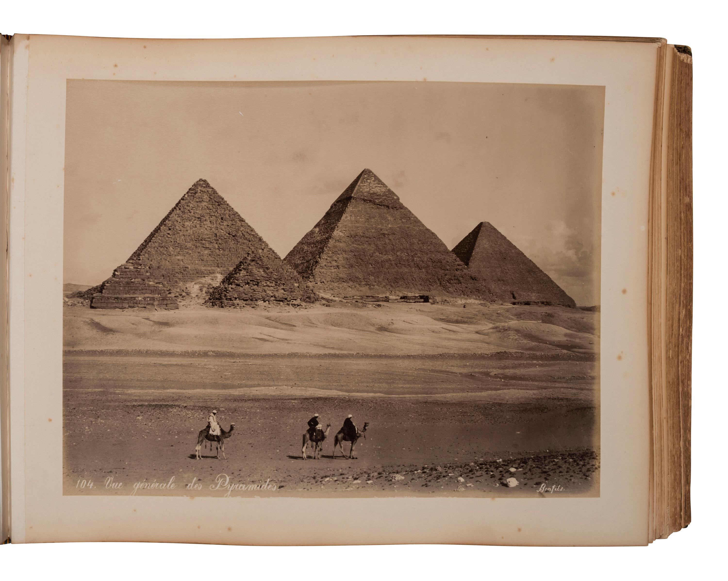 [EARLY PHOTOGRAPHY]. Album containing 96 photographs of Egypt, incl. examples by SEBAH, BONFILS, and BEATO. Ca 1895.