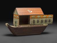 A German Painted Wood Noah's Ark with Slide-Front Cover