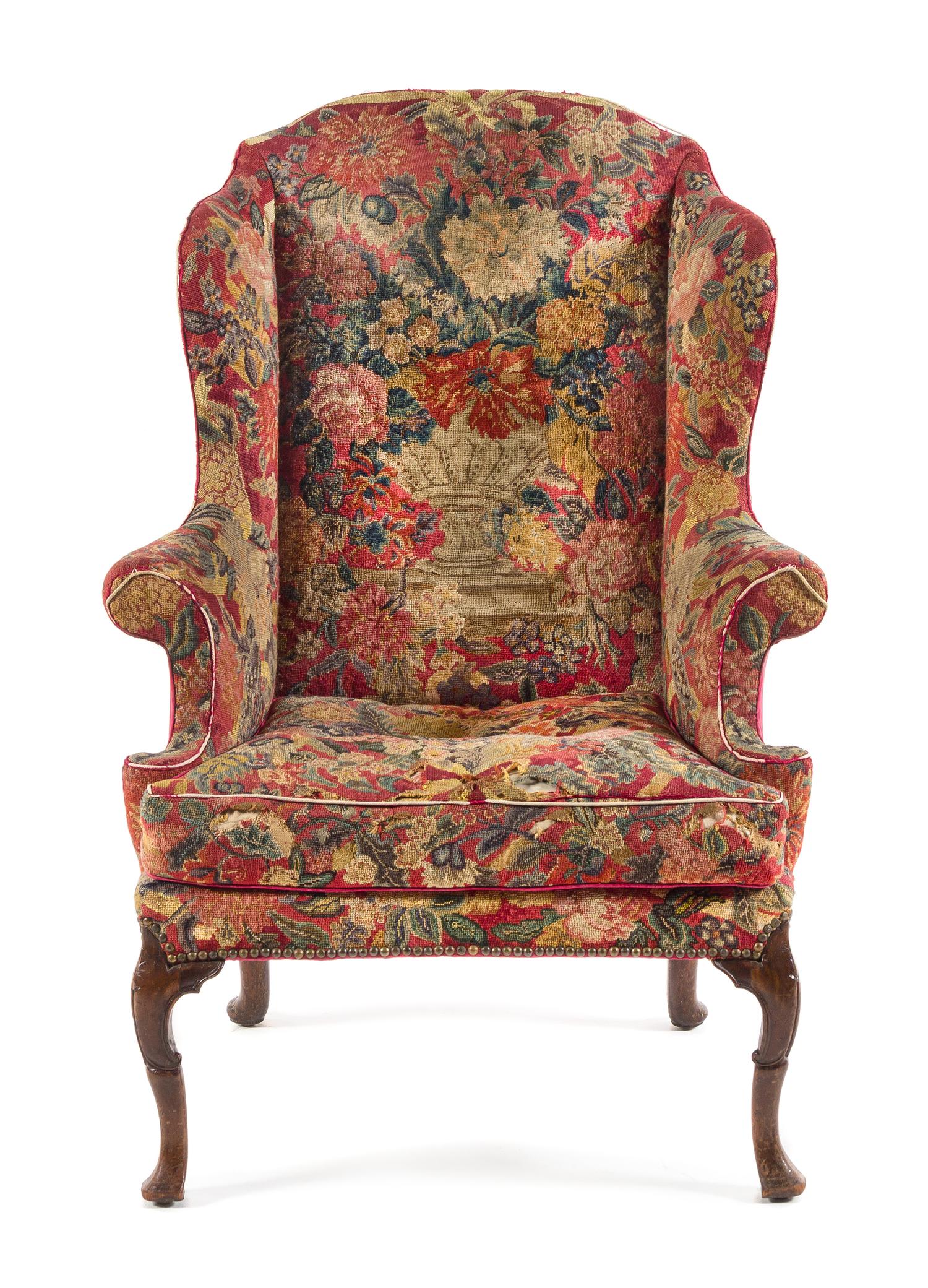 A George II Walnut Wing Chair Height 46 1/2 inches. — CIRCA 1730