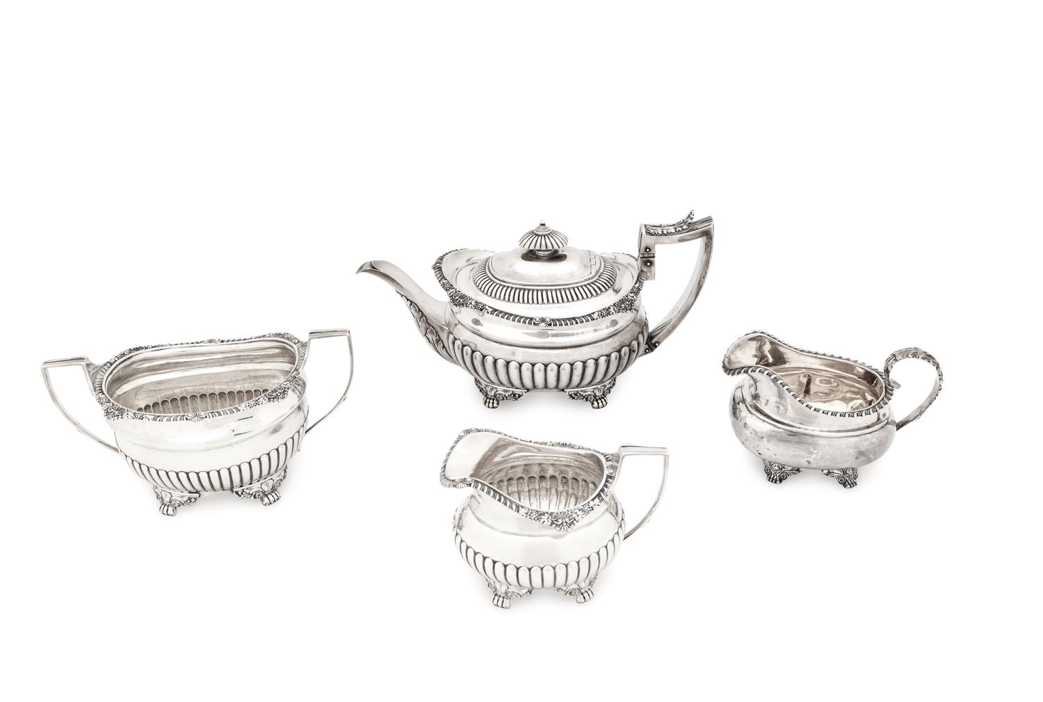 An English Silver Three-Piece Tea Service