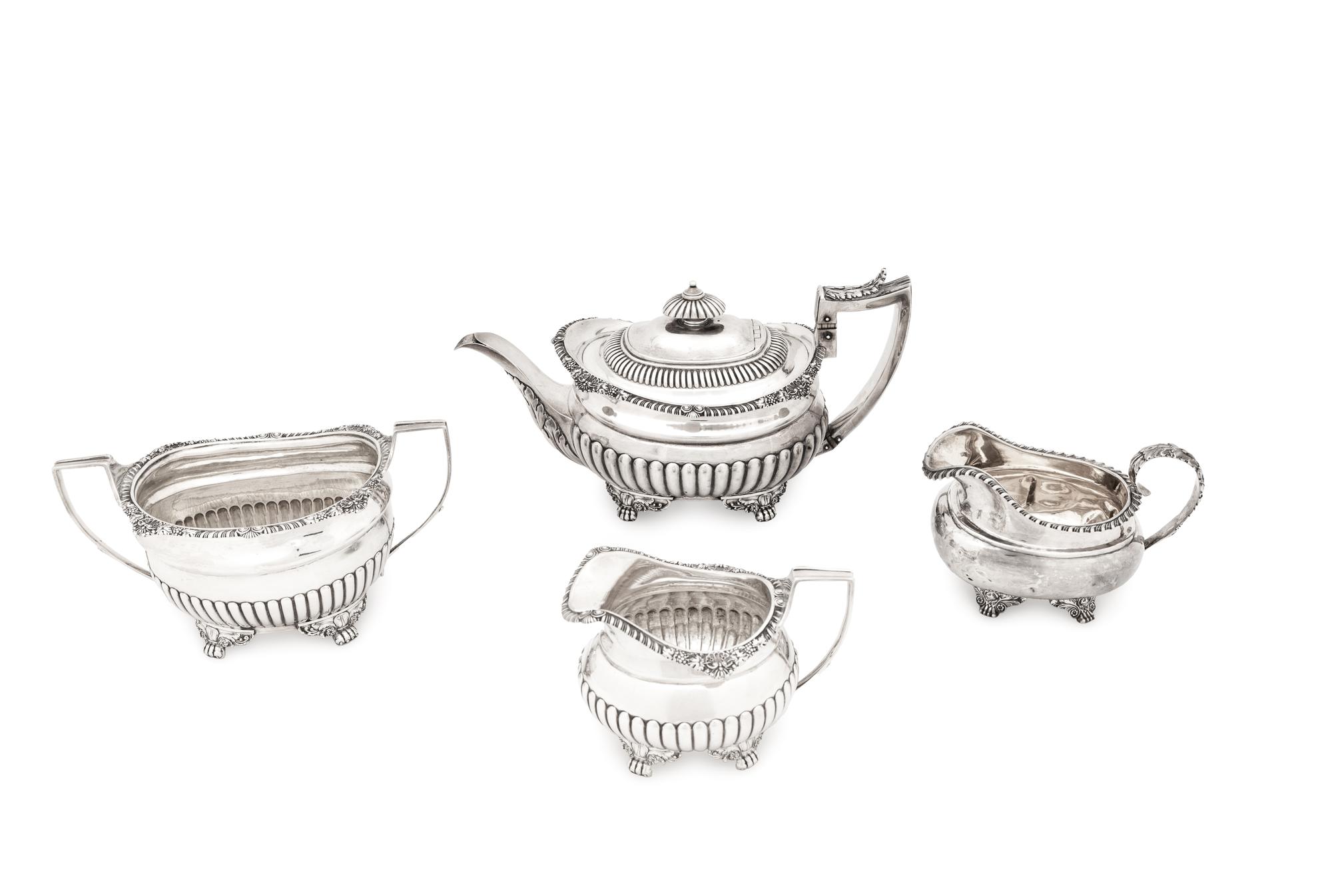 An English Silver Three-Piece Tea Service