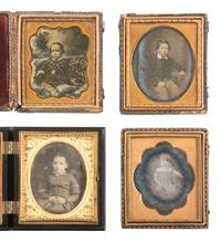 [EARLY PHOTOGRAPHY]. 21 sixth plate daguerreotypes of children, some in pairs.