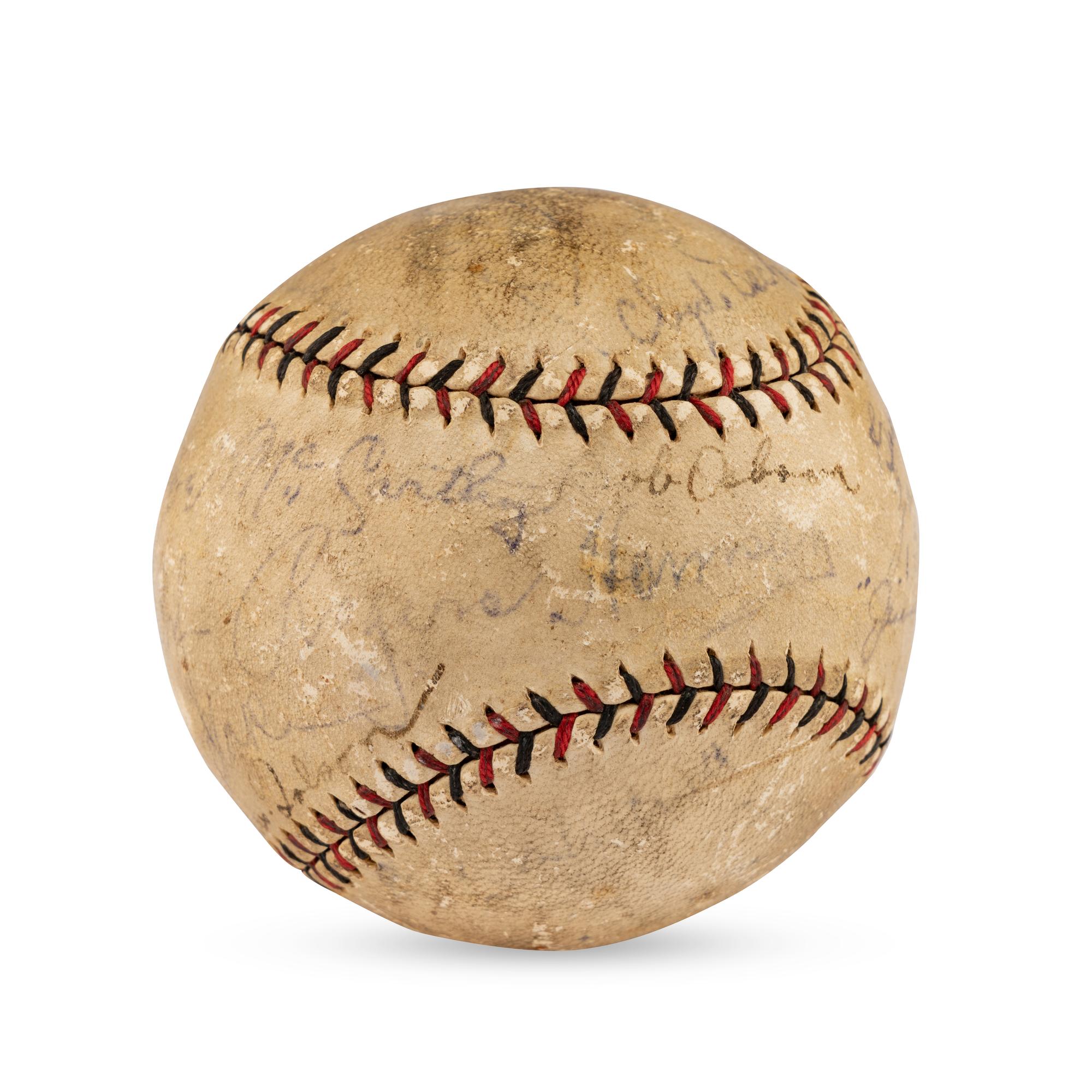 A 1929 Chicago Cubs Team Signed Autograph Baseball Featuring Rogers Hornsby (Beckett Authentication Services Letter of Authenticity)