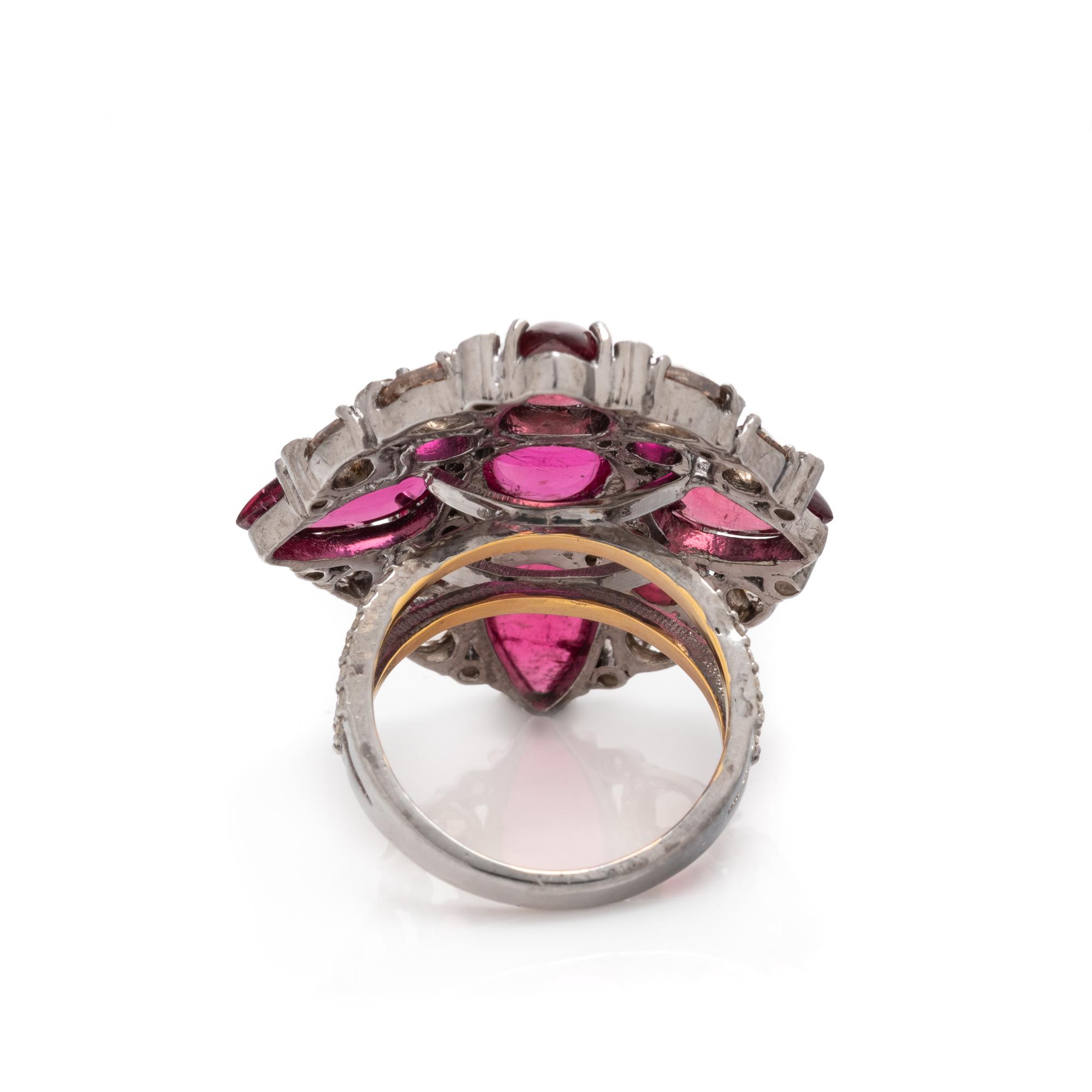 RUBELLITE TOURMALINE AND DIAMOND RING