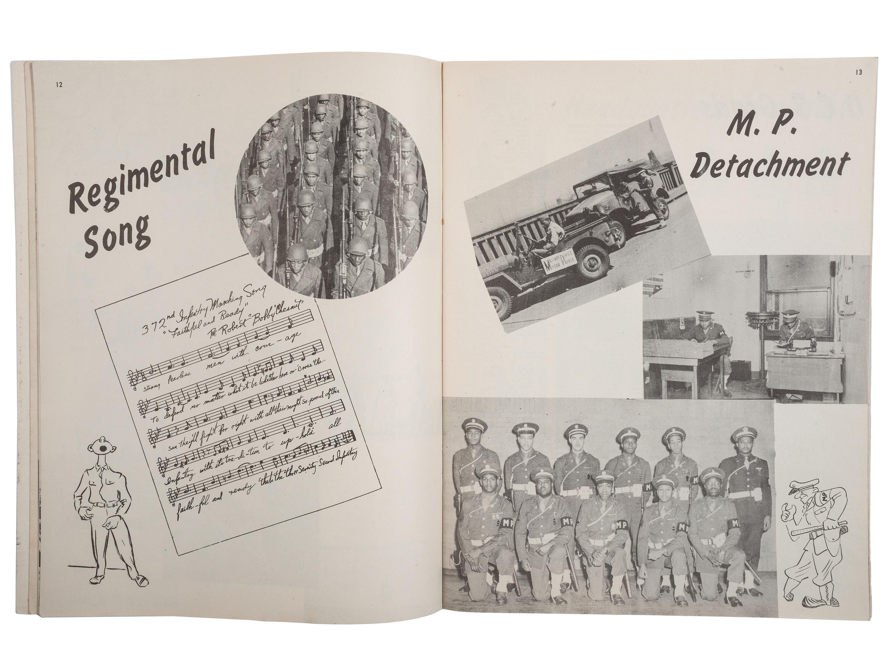 [WORLD WAR II]. On Guard! Regimental history of the 372nd Infantry. 1944.