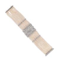 SEED PEARL AND DIAMOND BRACELET