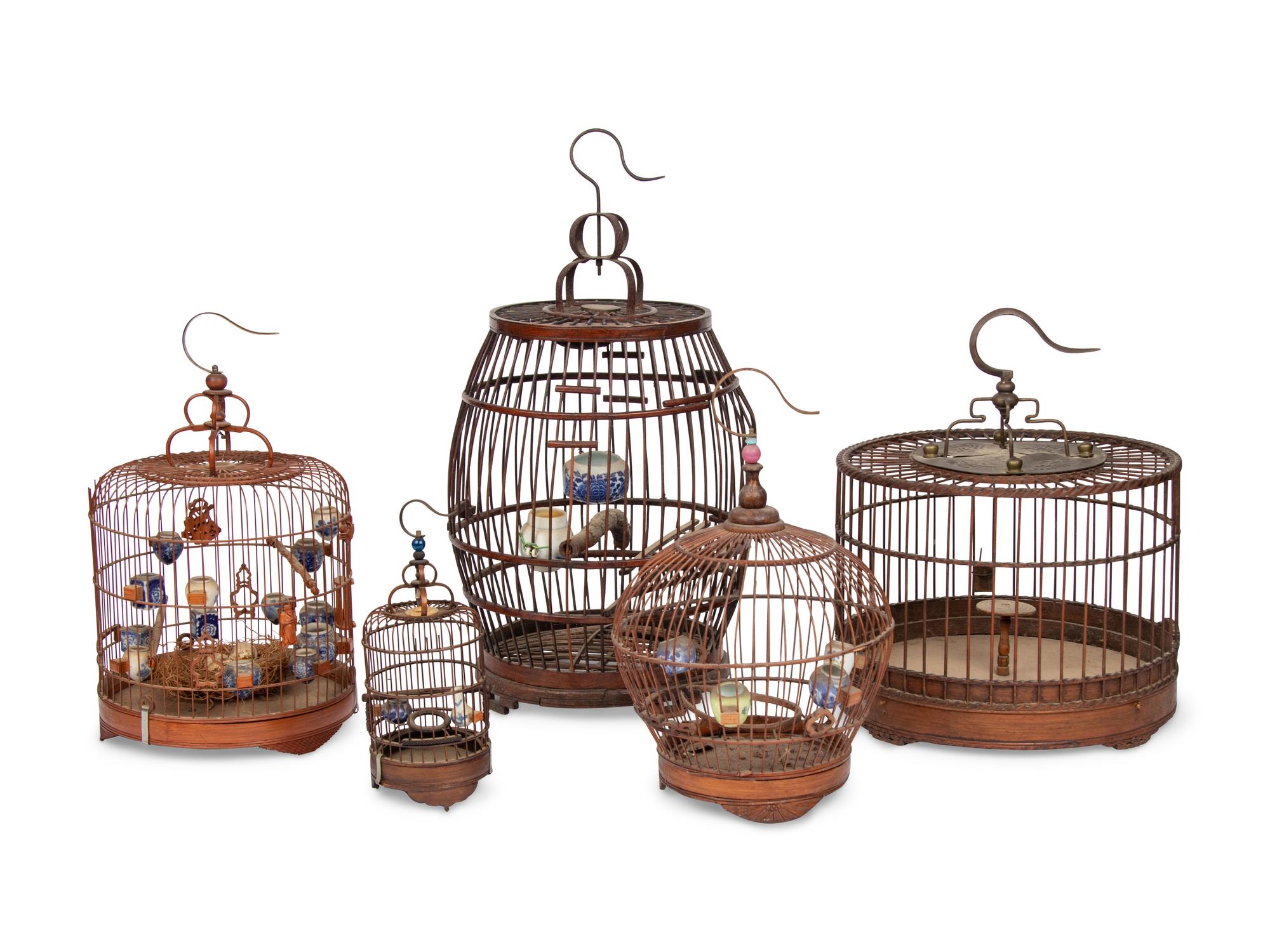 Five Chinese Bird Cages, 20th Century