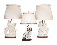 A Pair of Large Staffordshire Figures Depicting The Duke and Duchess of Cambridge and Associated Staffordshire Dog