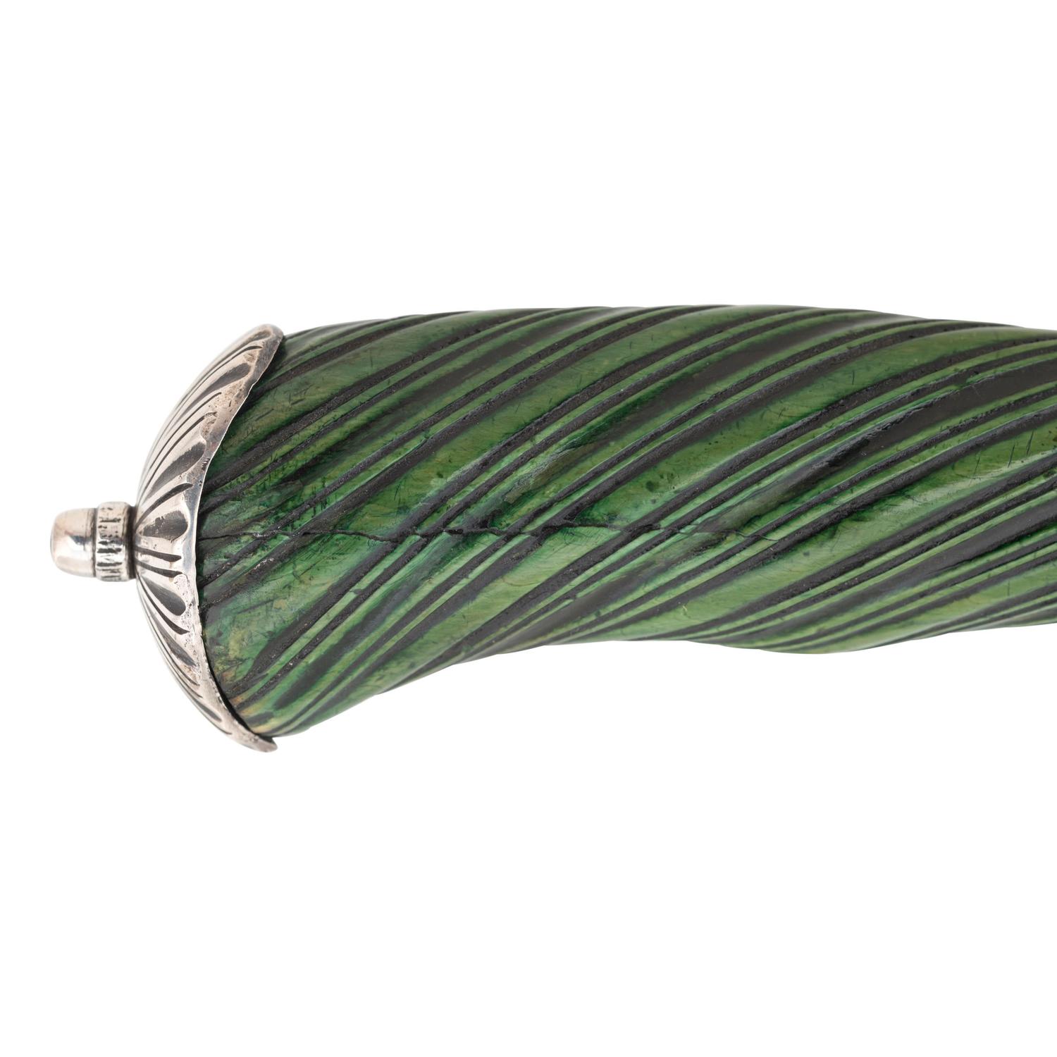 18th Century Silver Mounted Cuttoe with Green Dyed Spiral Grip