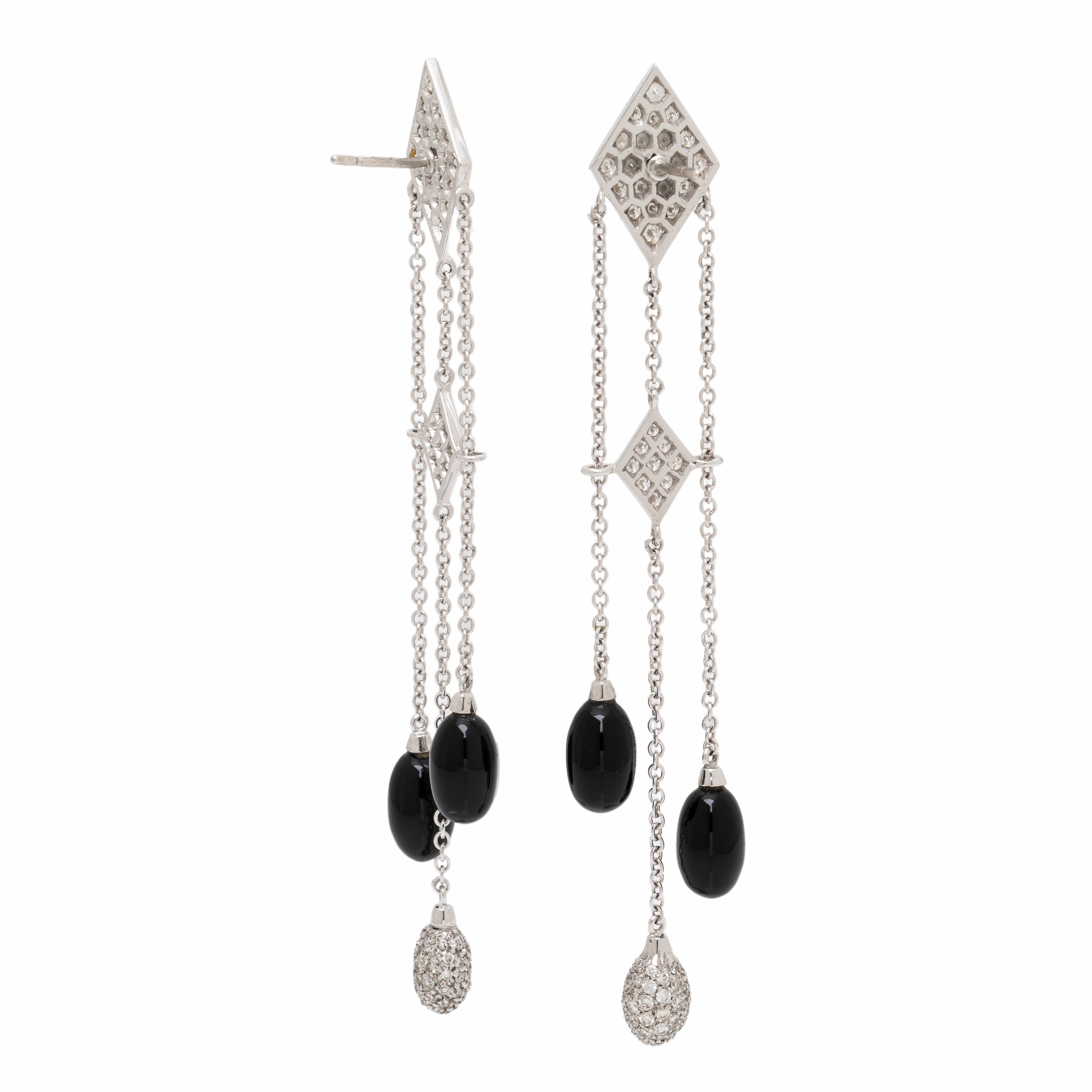 Luca Carati, Diamond, Onyx, and White Gold Earrings