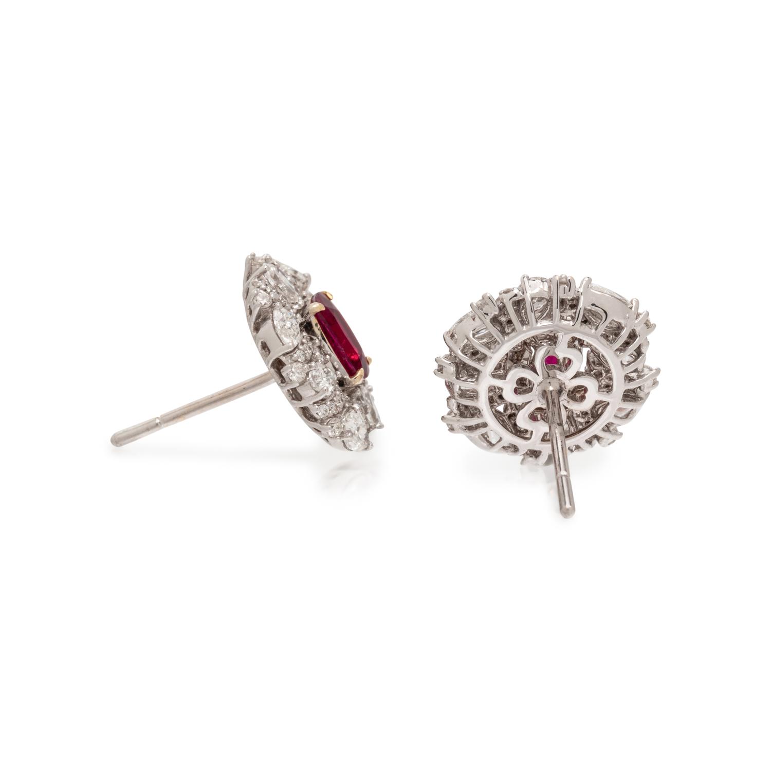 BURMESE RUBY AND DIAMOND EARRINGS
