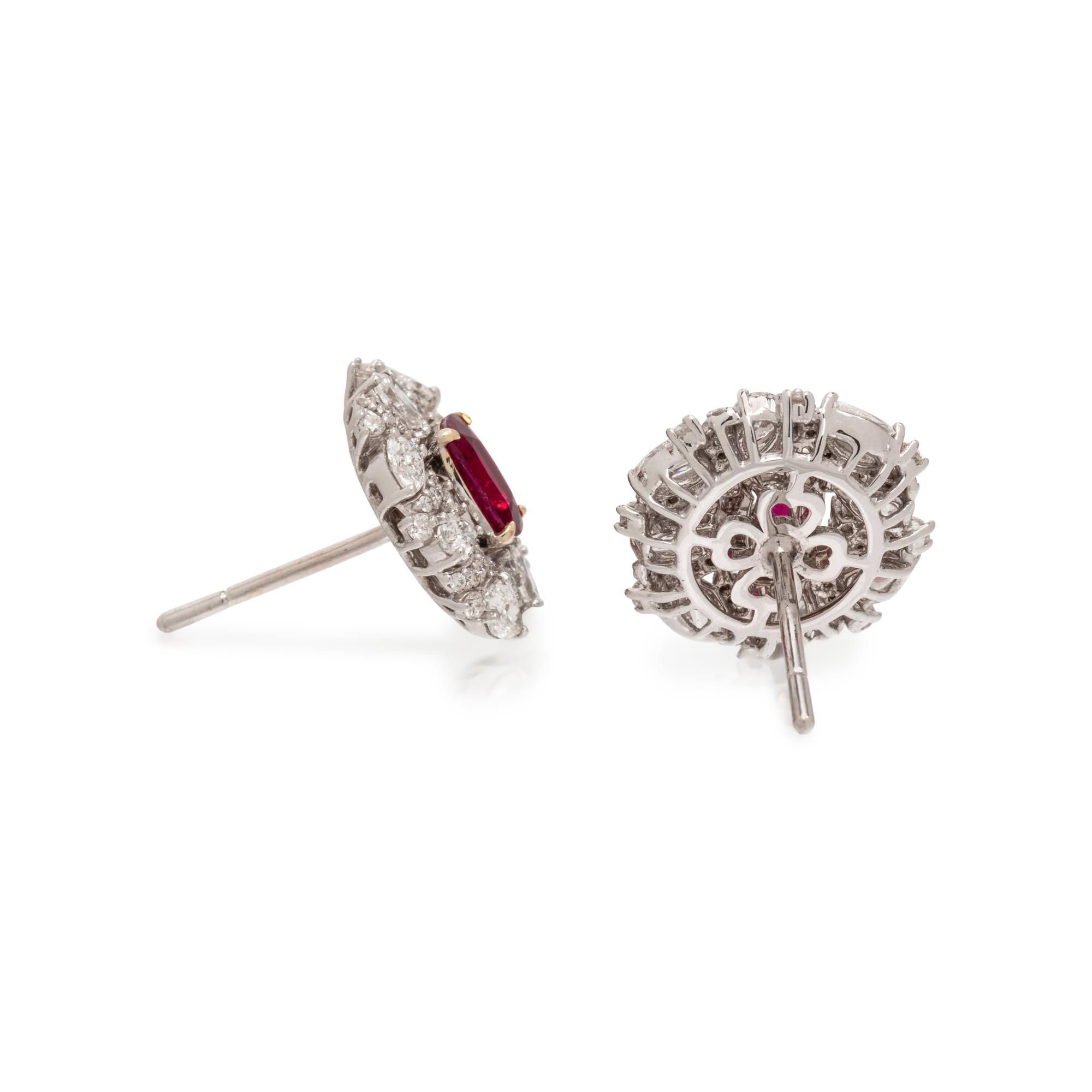 BURMESE RUBY AND DIAMOND EARRINGS