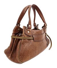 A Miu Miu Brown Leather Handbag, 7" H x 14.75" W x 6" D; Handle drop: 6.5".