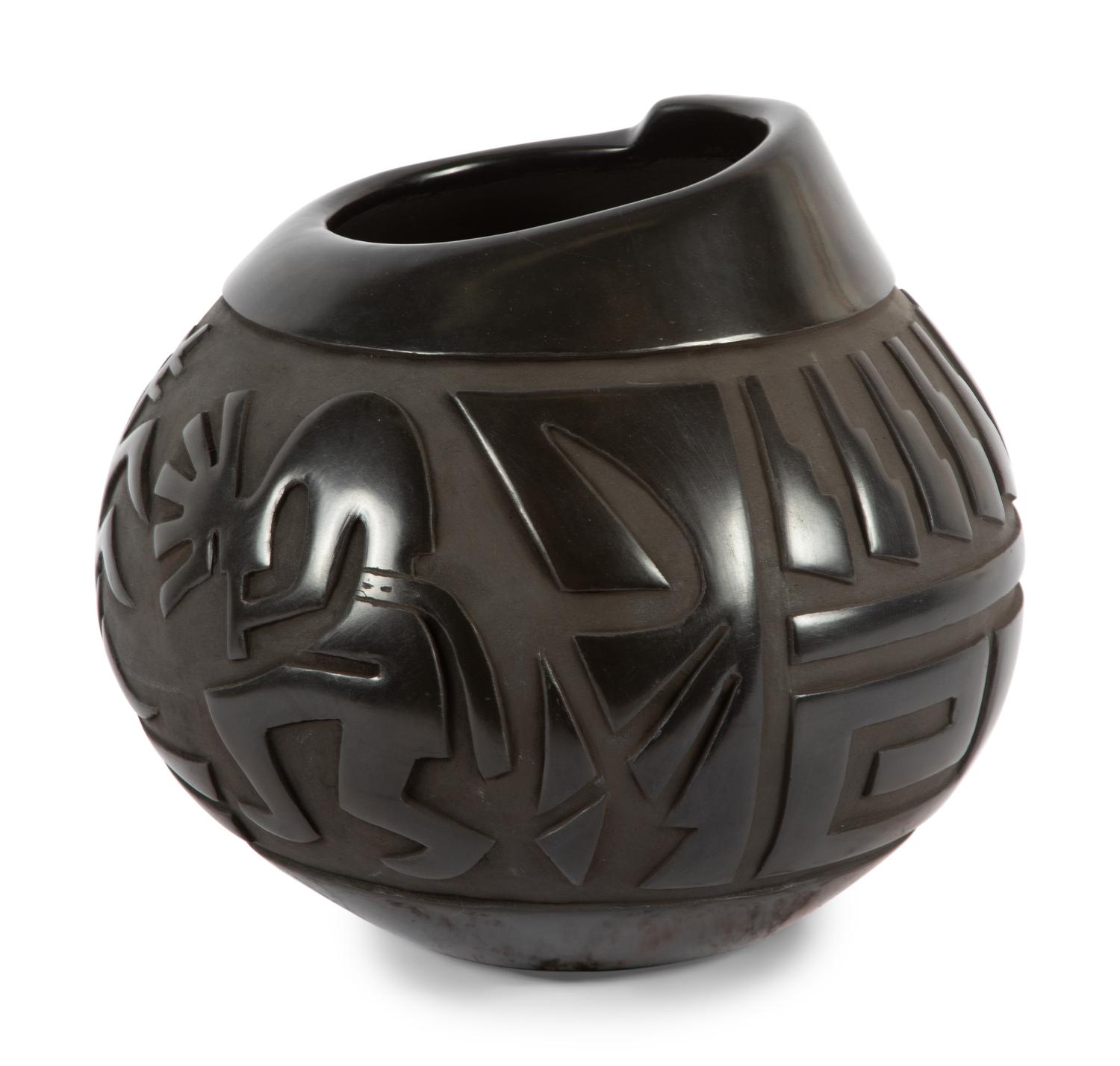 Carved Blackware Jar
