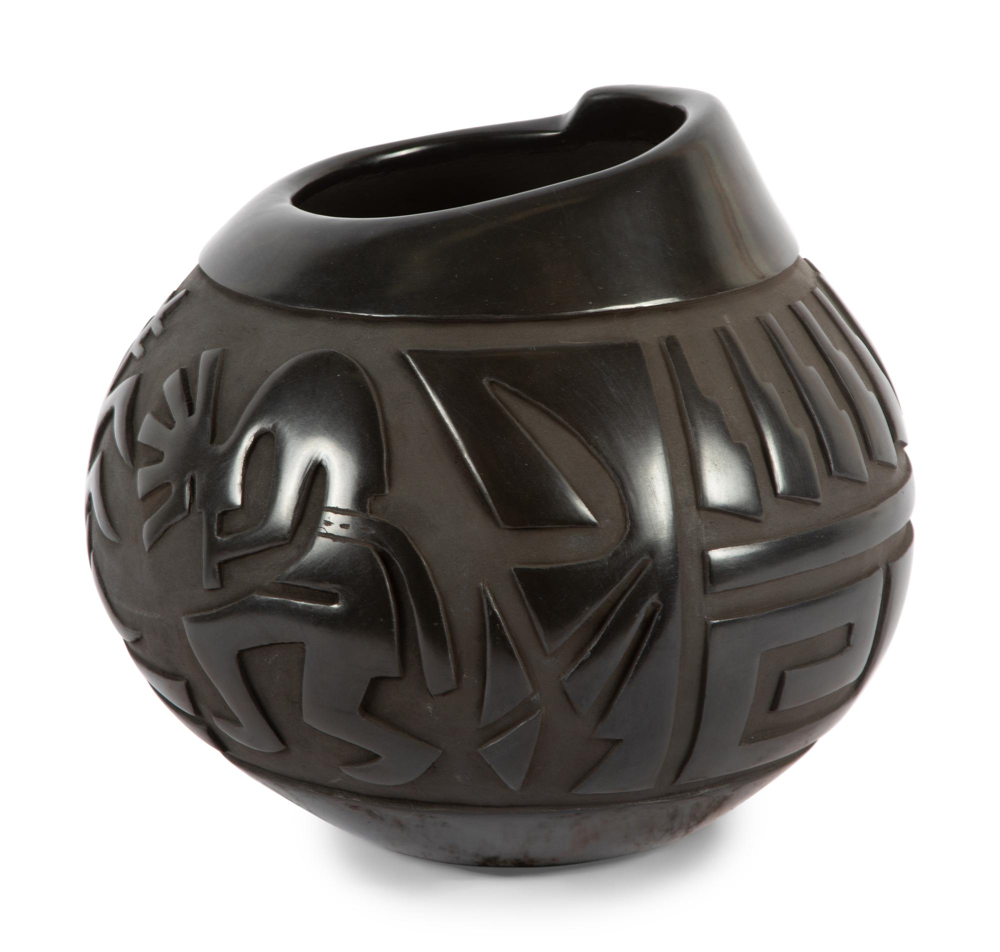 Carved Blackware Jar