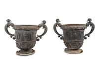 A Pair of Cast Metal Planters