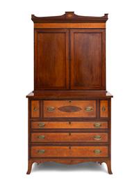 A Federal Mahogany and Birdseye Maple Bureau Cabinet