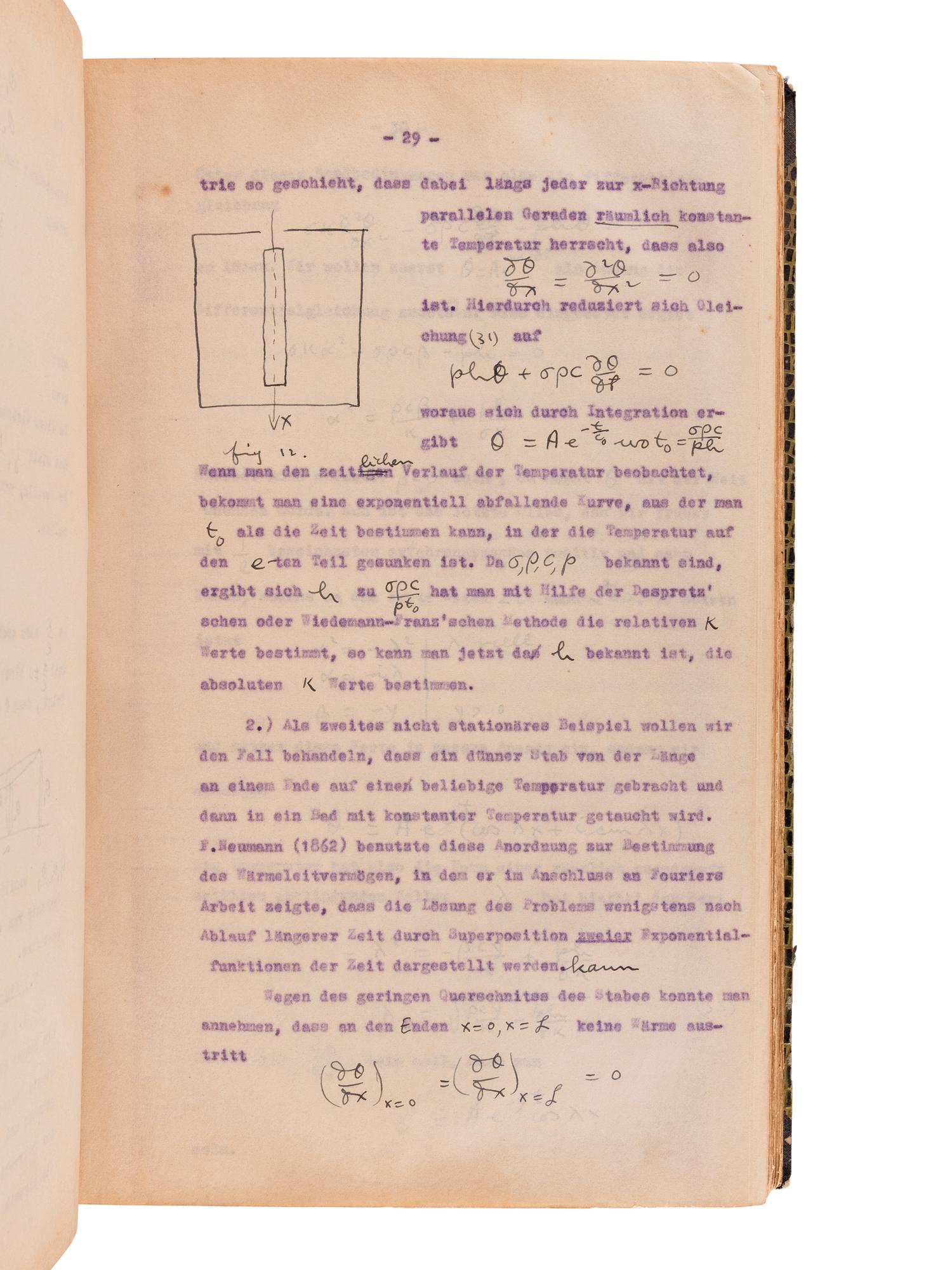 BORN, Max. (1882-1970) Mimeograph typescript, completed in manuscript, of lectures in physics: "Theorie der Wärme Vorlesung im Sommer-Semester 1922." --"Vorlesung Ueber Theoretische Optik. Winter-Semester 1922." University of Göttingen, 1921-1922.