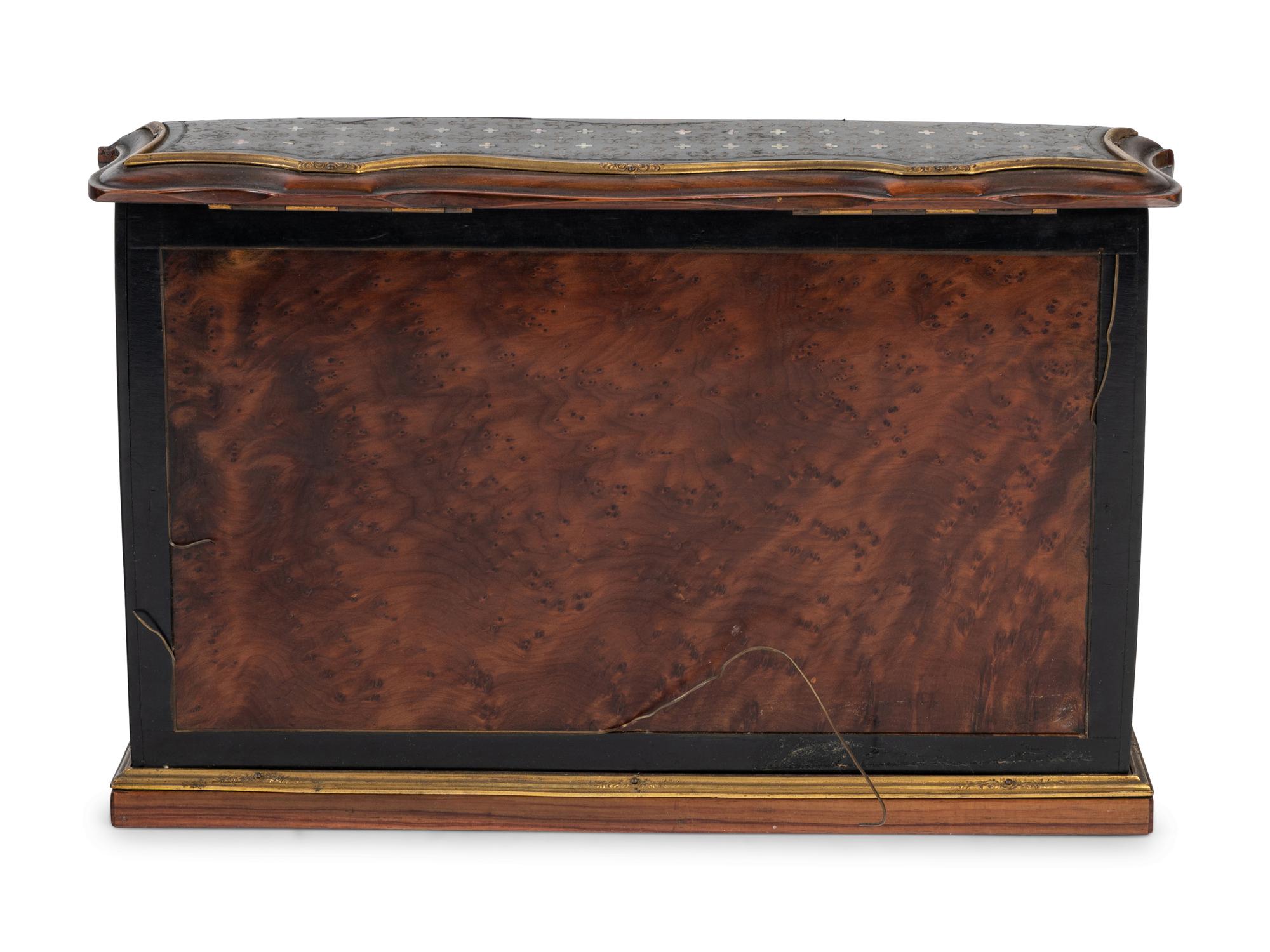 A French Mother-of-Pearl and Brass Inlaid Amboyna Letter Box