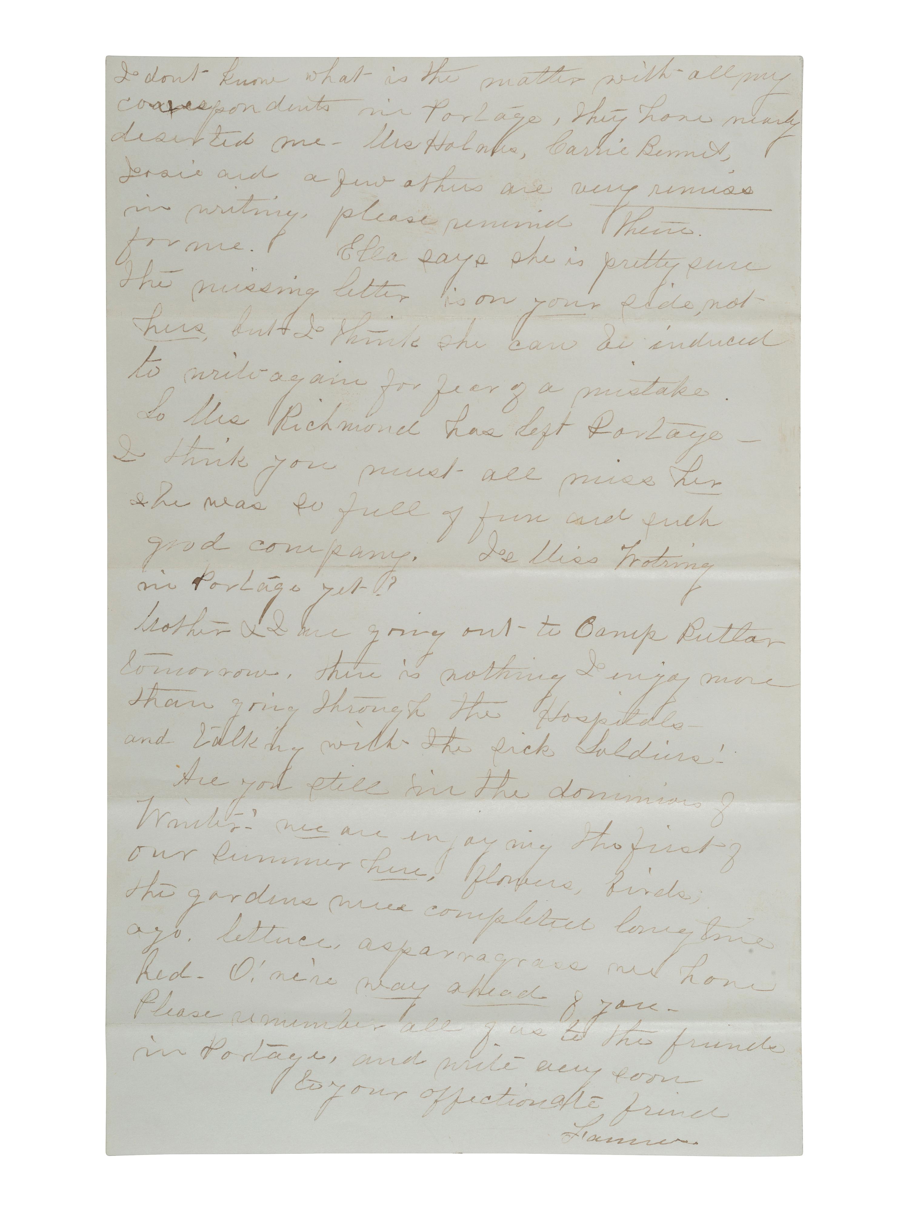 [LINCOLN FUNERAL]. 4pp. letter providing first-hand account of Lincoln lying in state in Springfield, IL. 8 May 1865.