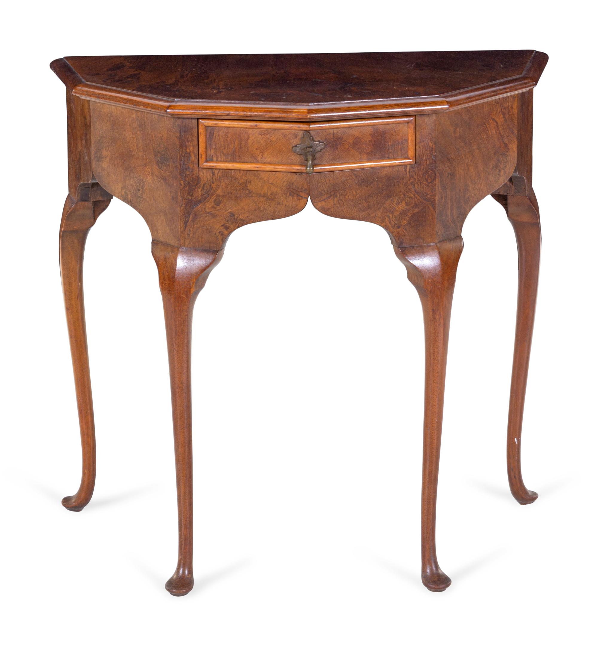 A Queen Anne Style Burl Walnut Occasional Table