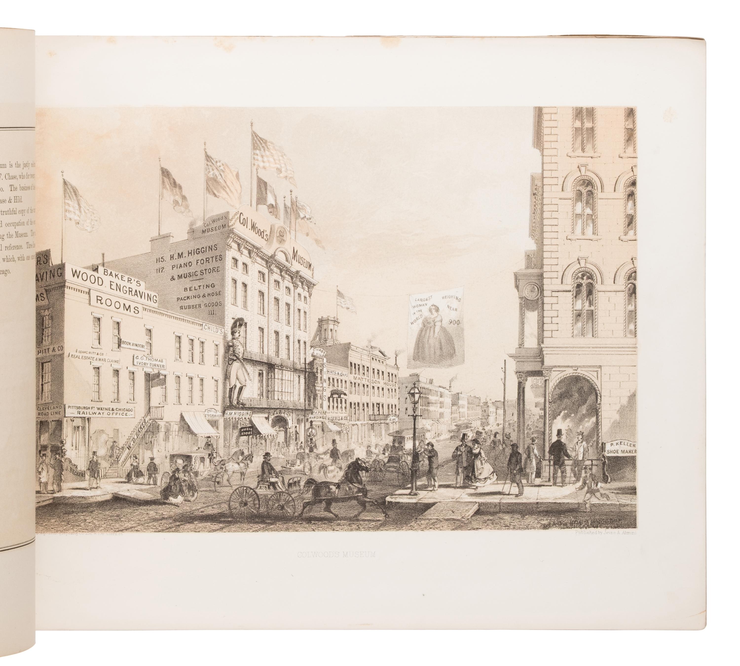 [Chicago Pre-Fire]. Sheahan, James W. (1824-1883), text, and Louis Kurz (1833-1921), artist. Chicago Illustrated. Chicago: Jevne & Almini, January 1866-January 1867.