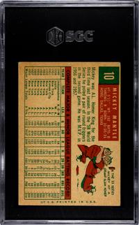 A 1959 Topps Mickey Mantle Baseball Card No. 10 (SGC 4 VG-EX)