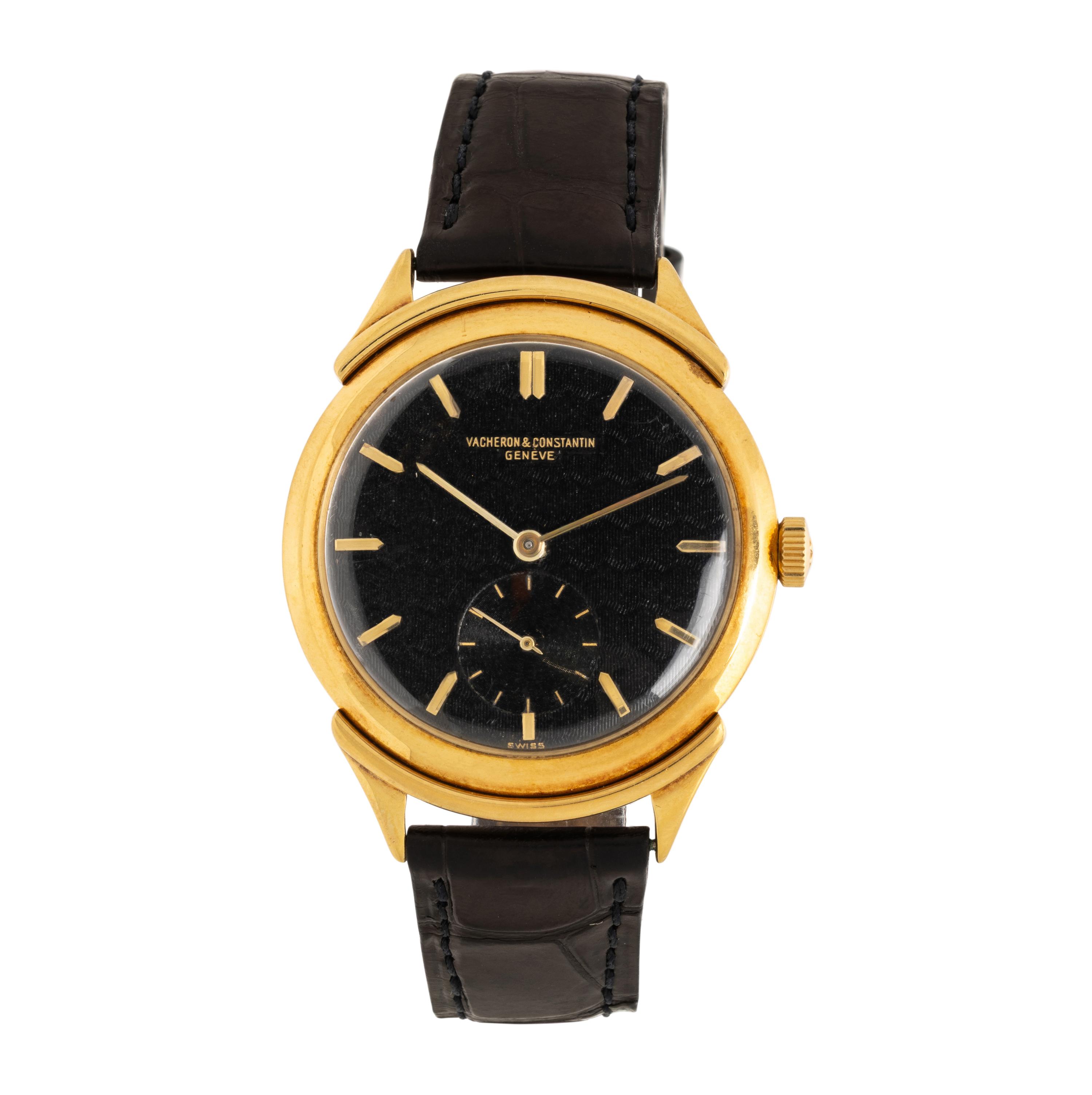 Vacheron & Constantin, Ref. 4734, 18K Yellow Gold Watch, with Black Guilloché Zig-Zag Dial