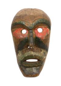 A Kwakwaka'wakw Painted Carved Wood Mask Height 4 1/2 x length 11 1/5 x width 7 inches. — EARLY 20TH CENTURY