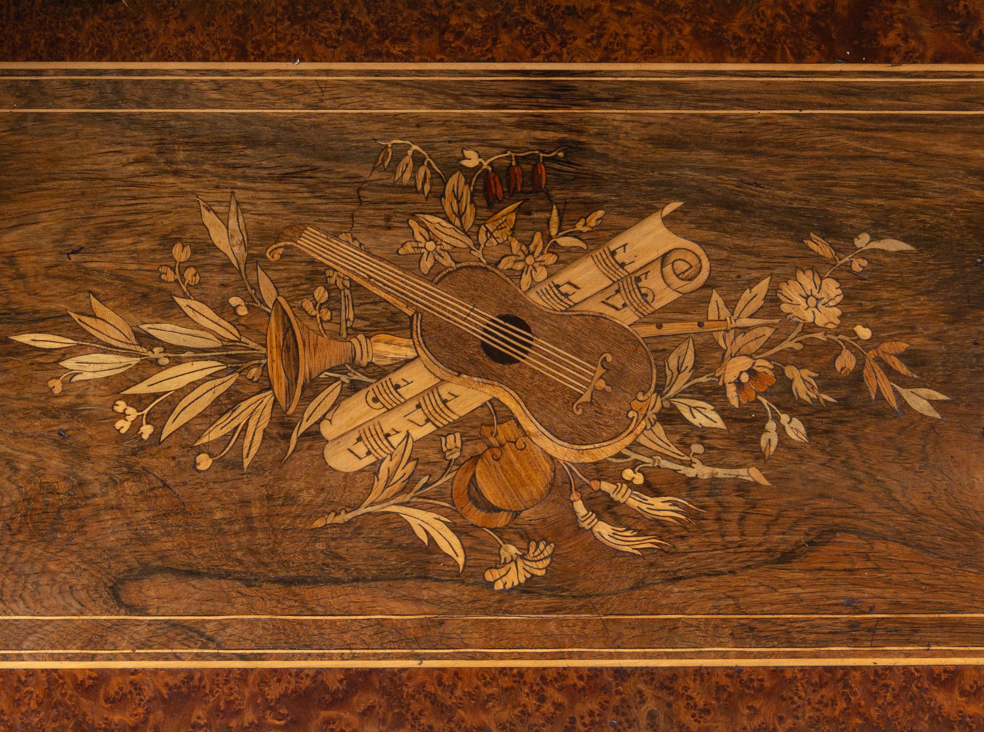 A Swiss Marquetry Harpe Harmonique Piccolo Cylinder Music Box