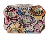 Judith Leiber Floral Motif Minaudière with Butterfly Clasp