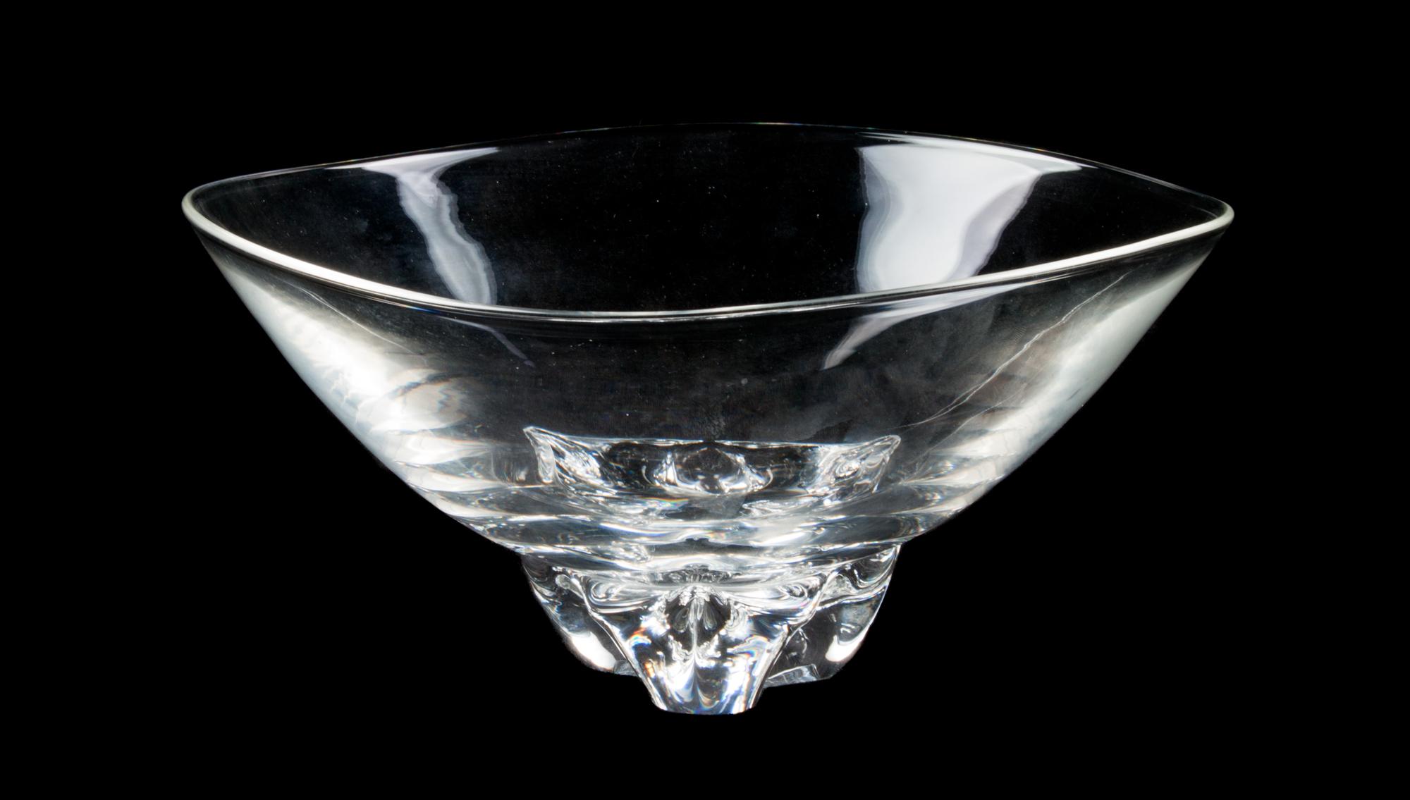 A Steuben Glass Bowl Height 4 5/8 x diameter 10 inches.
