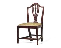 A Set of Four George III Mahogany Side Chairs With Prince of Wales's Feathers, Circa 1790