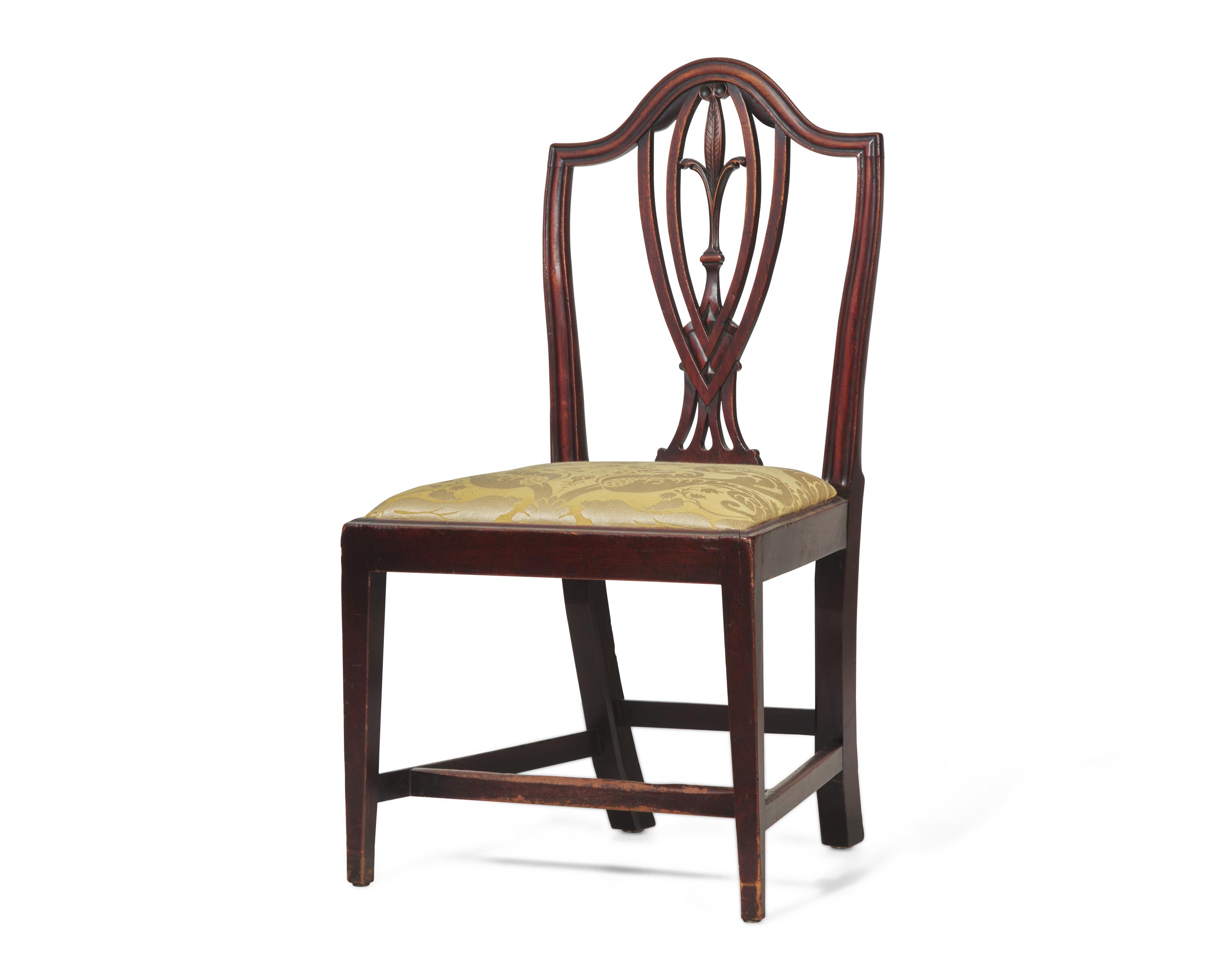 A Set of Four George III Mahogany Side Chairs With Prince of Wales's Feathers, Circa 1790