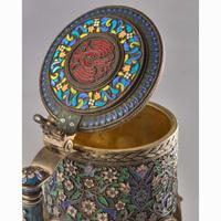 A Russian Silver-Gilt Plique-à-Jour and Cloisonné Imperial Presentation Tankard Pavel Ovchinnikov, Moscow, 1892