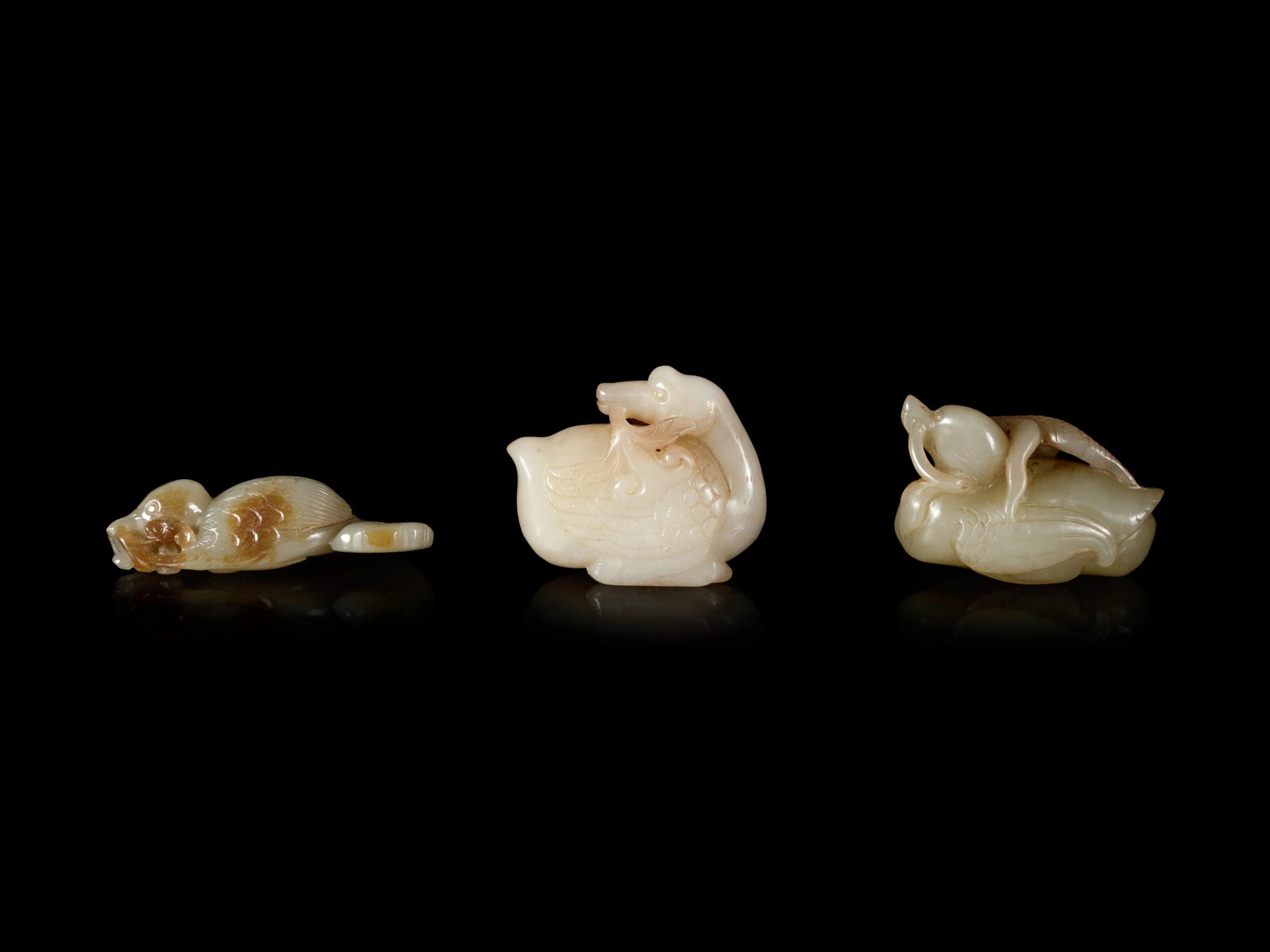 Three Chinese Jade Carvings of Birds