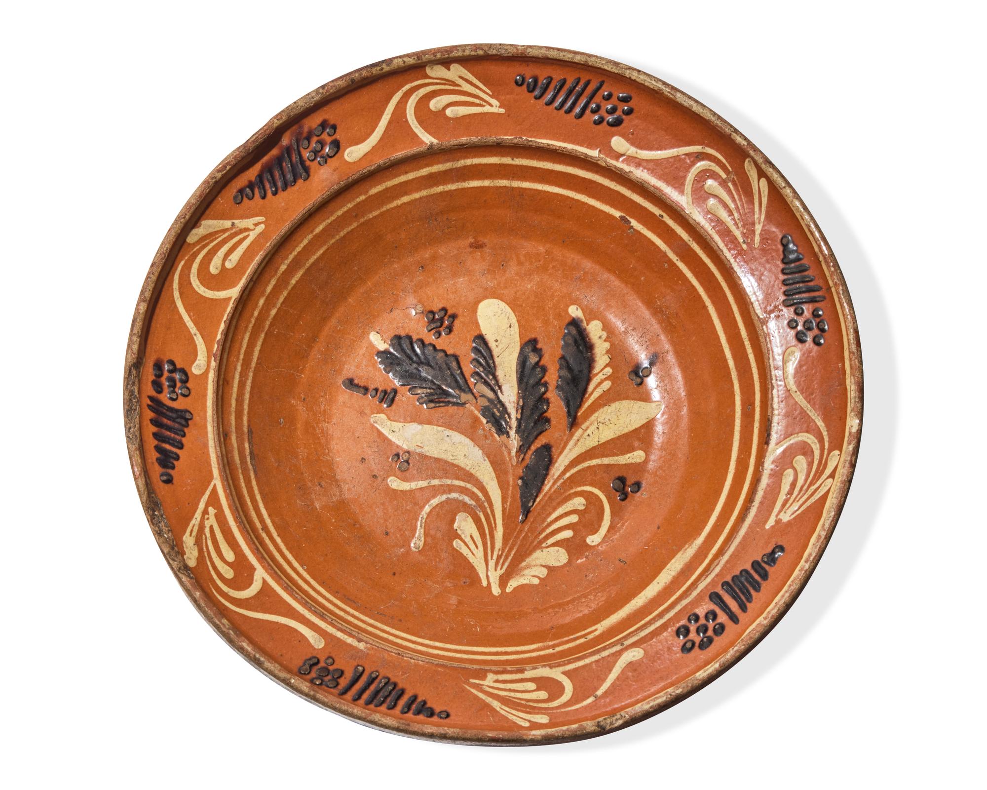 A Glazed and Slip-Decorated Earthenware Pan, North Carolina, 19th century