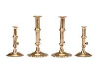 Two Pairs of English Brass Adjustable Candlesticks