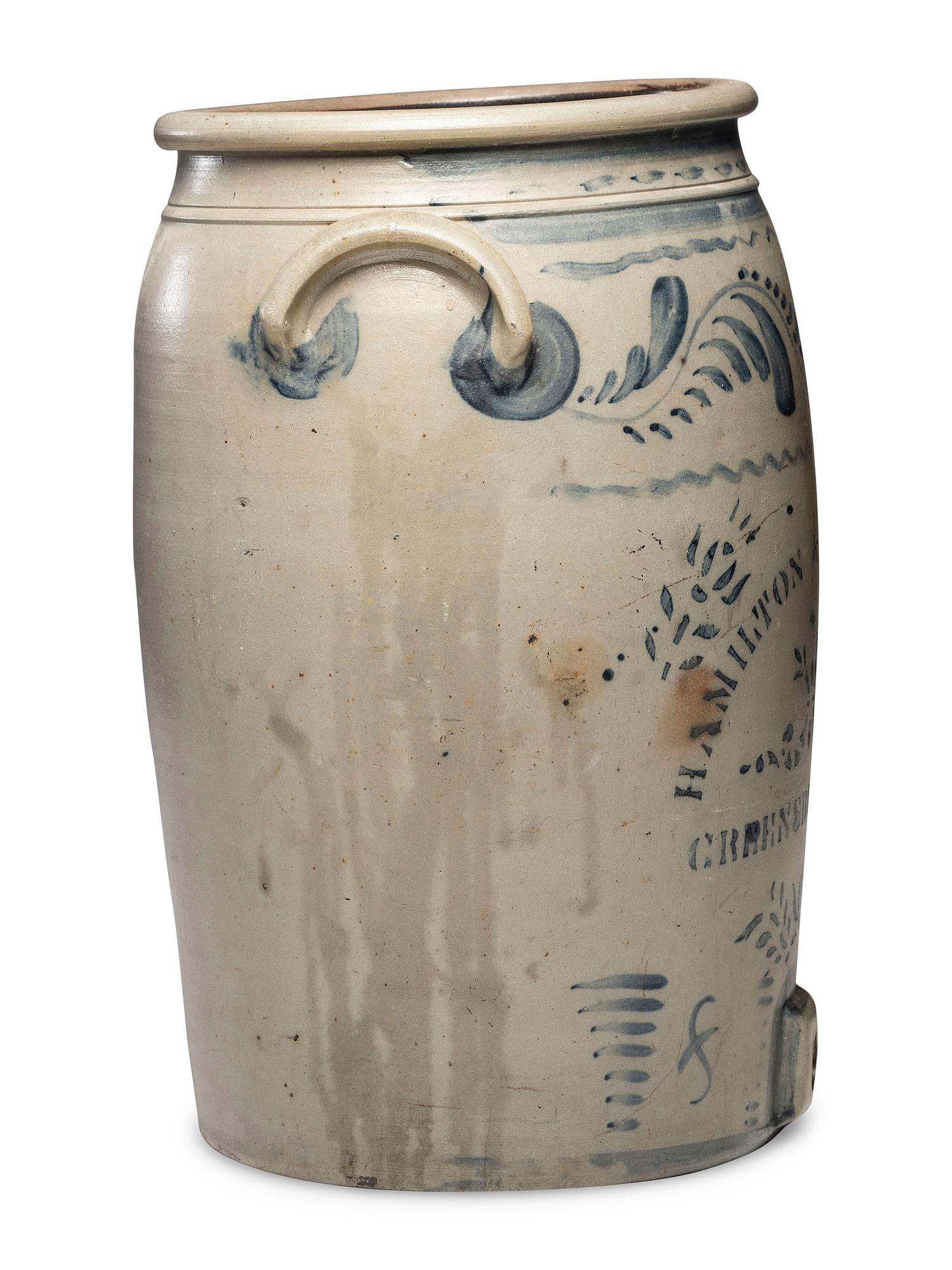 A Hamilton and Jones Eight-Gallon Stoneware Cooler