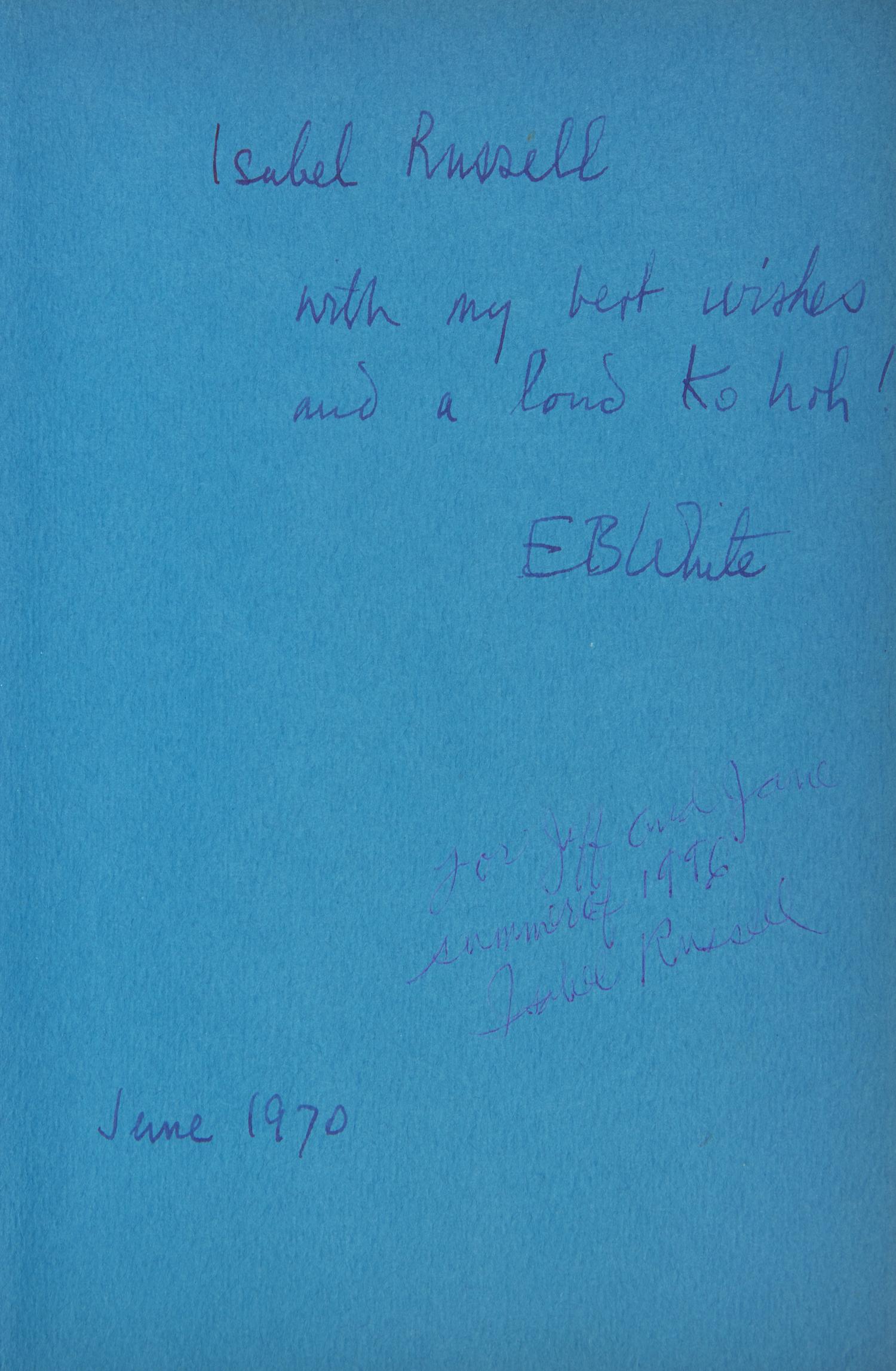 [Children's & Illustrated] White, E.B. The Trumpet of the Swan, Presentation Copy with an Original Drawing