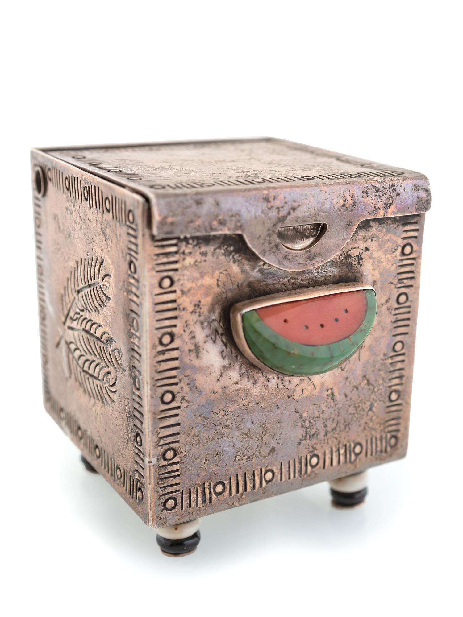 Kosa in the Box, Silver and Mosaic Inlay Lidded Box