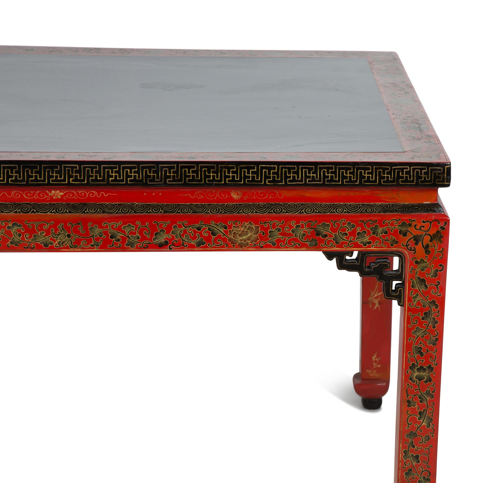 A Chinese Red and Black Lacquer Low Table — 19TH CENTURY