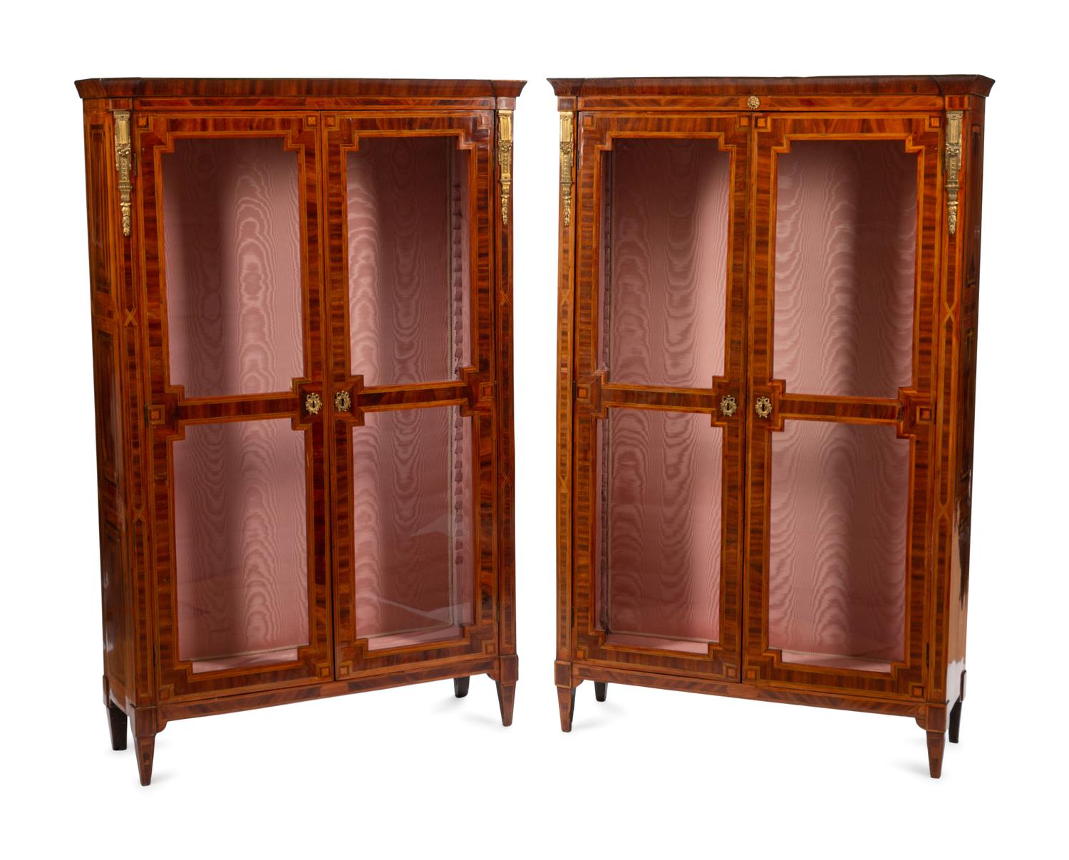 A Pair of Louis XVI Gilt Bronze Mounted Parquetry Bibliothèques