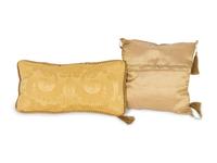 Six Yellow Silk Custom-Made Pillows