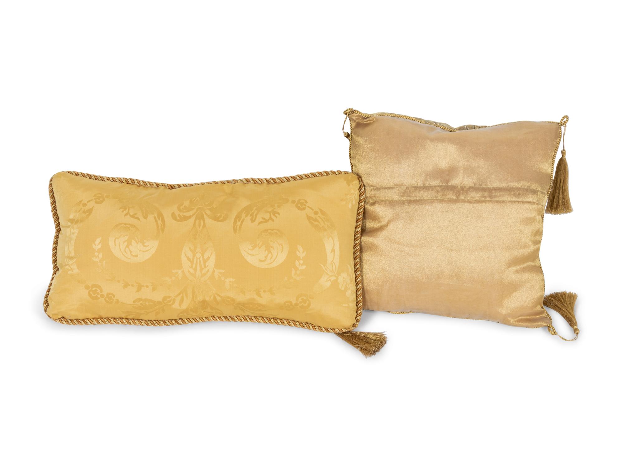 Six Yellow Silk Custom-Made Pillows