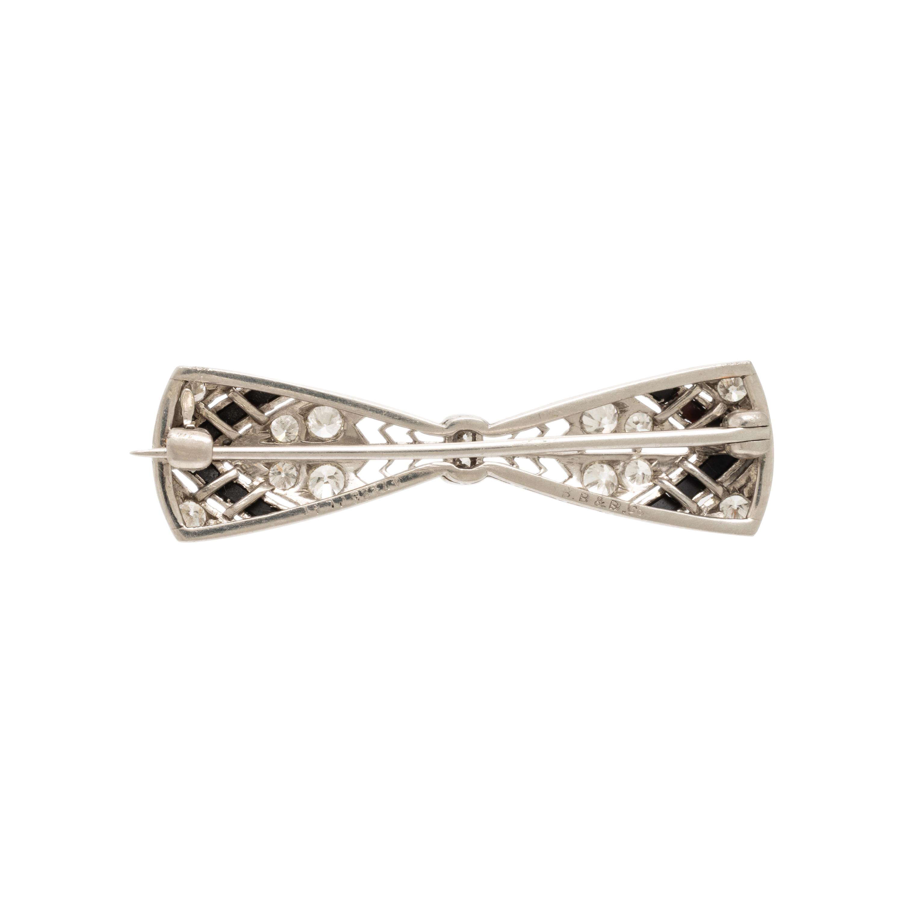 Bailey, Banks, & Biddle, Art Deco, Diamond and Onyx Bow Brooch
