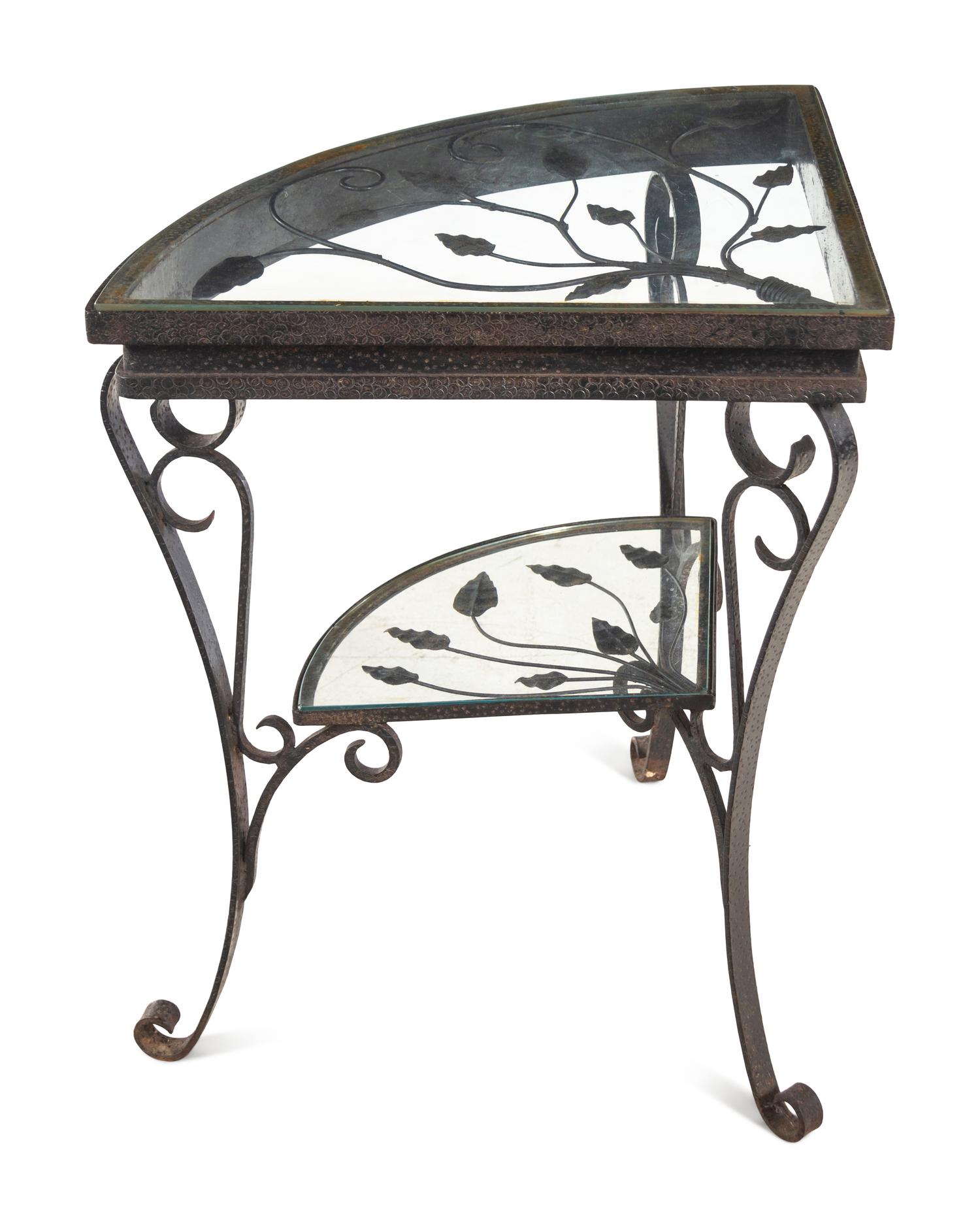 A Modern Iron and Glass Corner Table