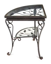 A Modern Iron and Glass Corner Table